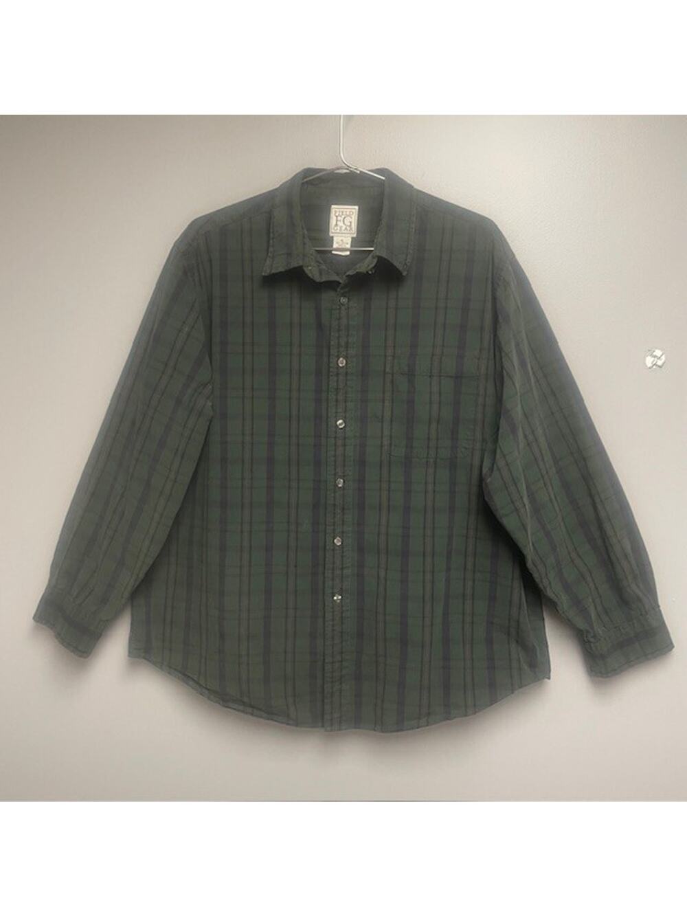 Field Gear Men's Long Sleeve 100% Cotton Shirt, Plaid Green - Size XL